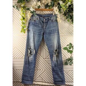 Levi's Women's American Flag Printed Jeans Distressed Size 28 x 34 READ!
